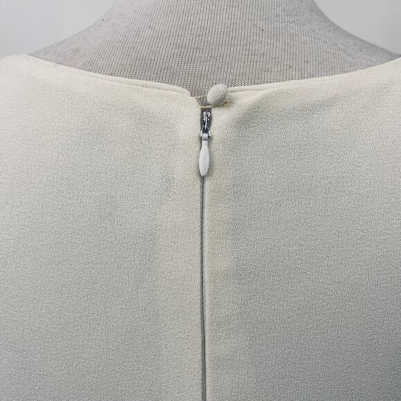 Vintage 80s Fringe Trim Dress Drop Waist Bow Detail Long Sleeves Ivory Womens 10 - Picture 9 of 12